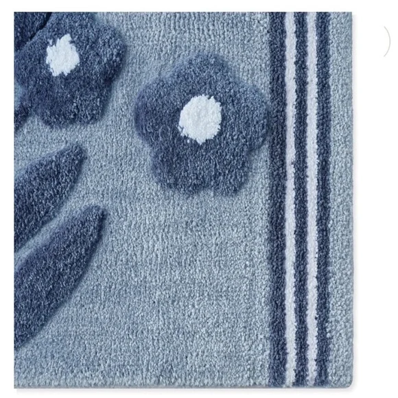 Caro Home 2pc Floral Print Shower Curtain & Bath Rug With Contrasting Border Set - Picture 4 of 10